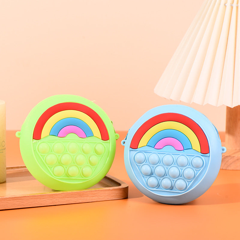 Wholesale Rainbow Silicone Decompression Kids Shoulder Bag